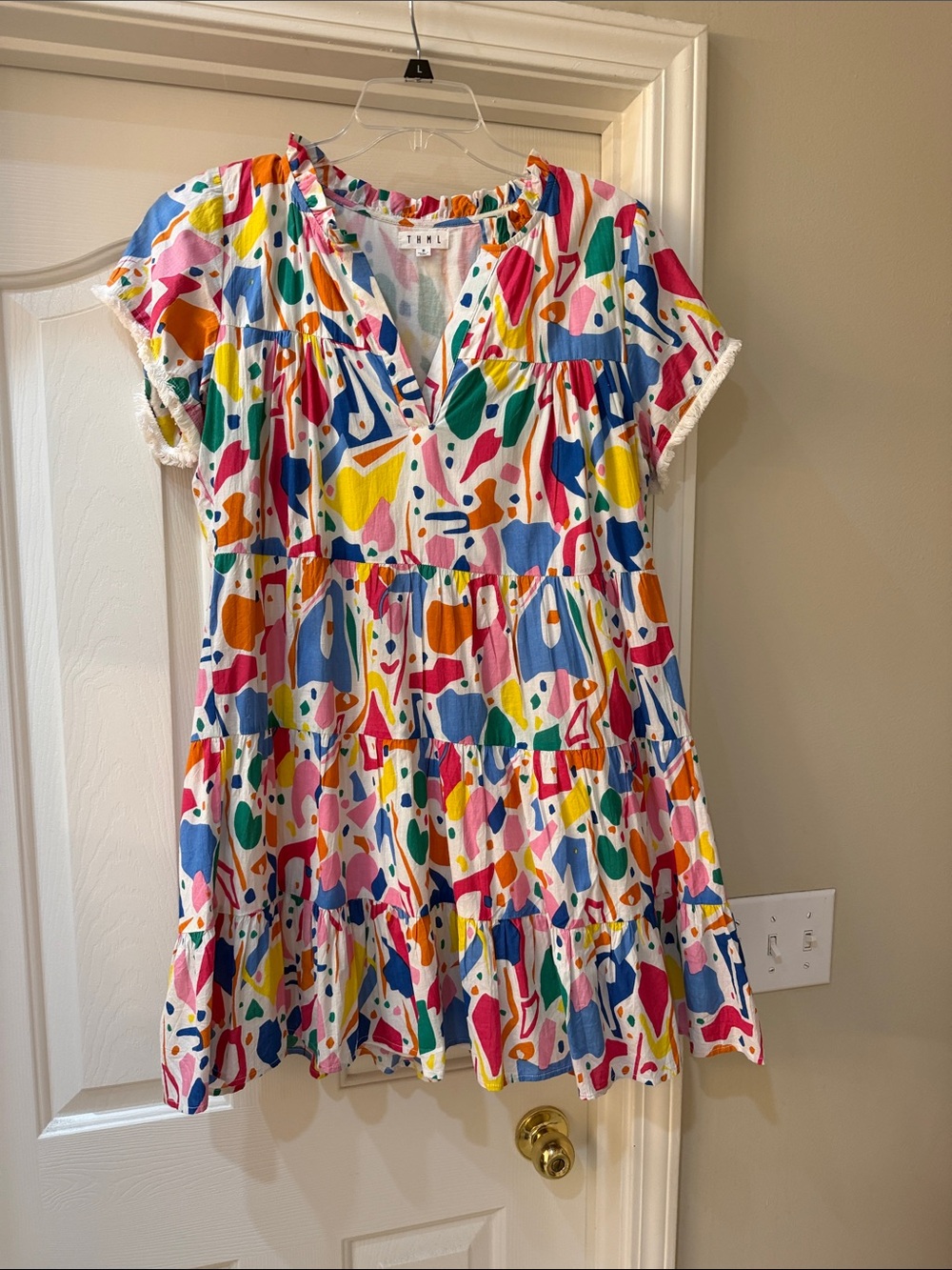 THML Multi-Color Abstract Tiered Casual Dress